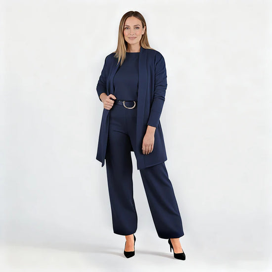 Ensemble élégant 3 pièces – manteau, t-shirt et pantalon
