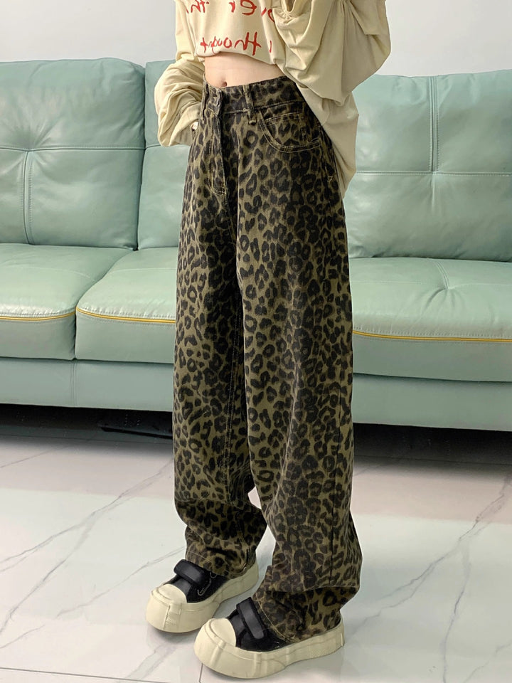 Leopard print jeans